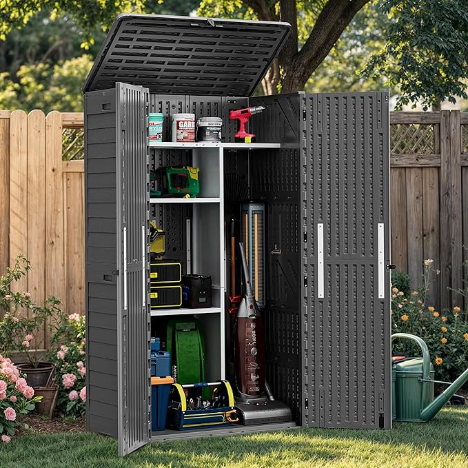 Outdoor Storage Shed w/o Shelf, 30 cu ft Horizontal Storage Shed Outdoor