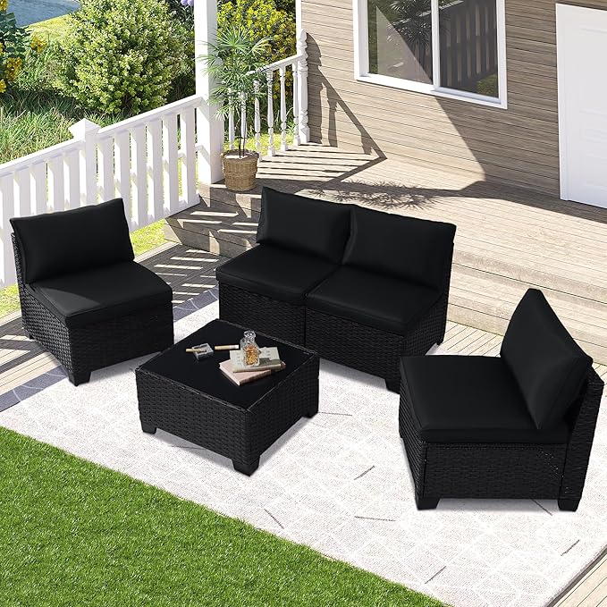 4 Piece Outdoor Patio Furniture Set, Outdoor Sectional Furniture