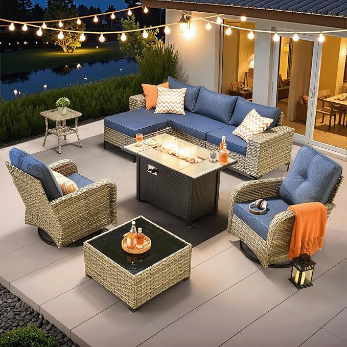 5 Pieces Patio Furniture Set Outdoor Sectional Sofa Couch with Comfy Cushions and Deep Seat