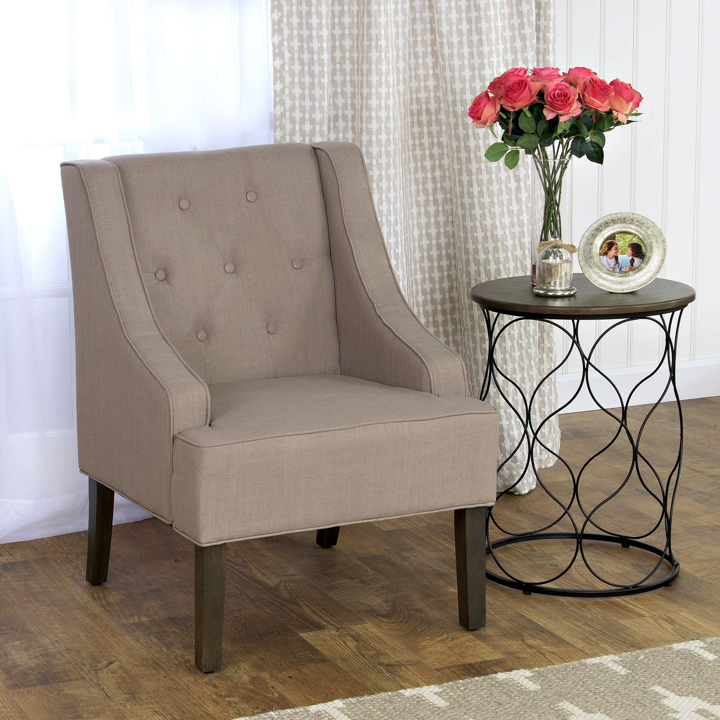 Home Decor | Upholstered Tufted Swoop Arm Accent Chair