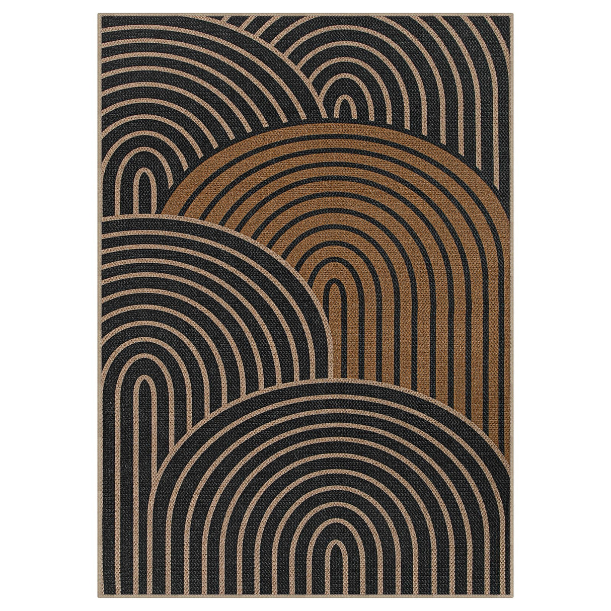 Modern Rainbow Easy Jute Rug, Washable 5x7 Area Rugs for Living Room Black