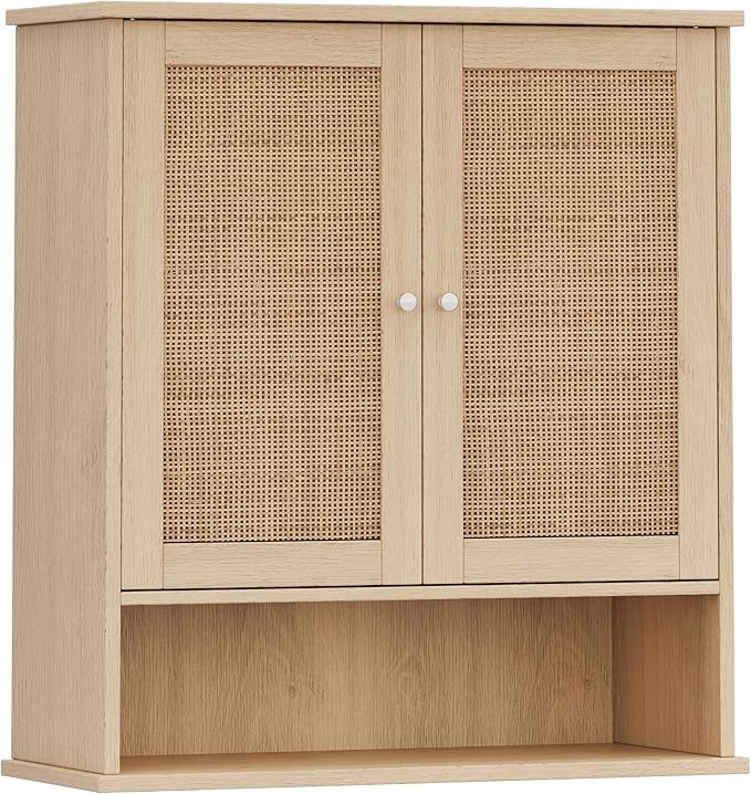 Two Door Wall Cabinet, Wooden Medicine Cabinet, Wall Mounted Bathroom Storage Cabinet