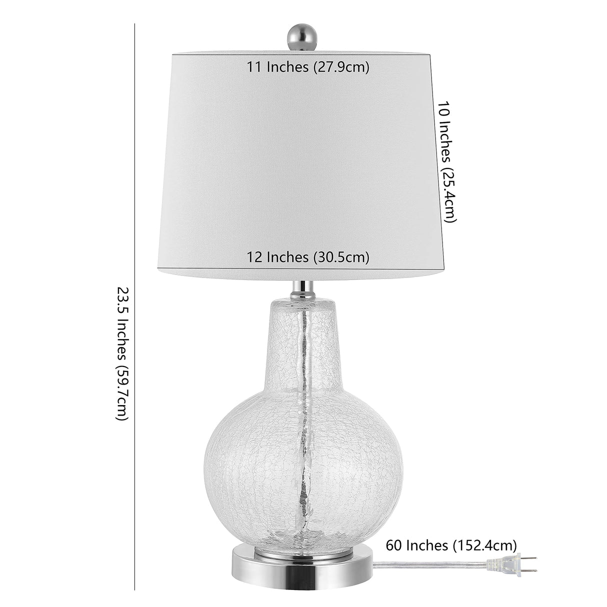 Safavieh Lighting Collection Atlas Clear Crackle Glass 24-inch Bedroom Living Room Home