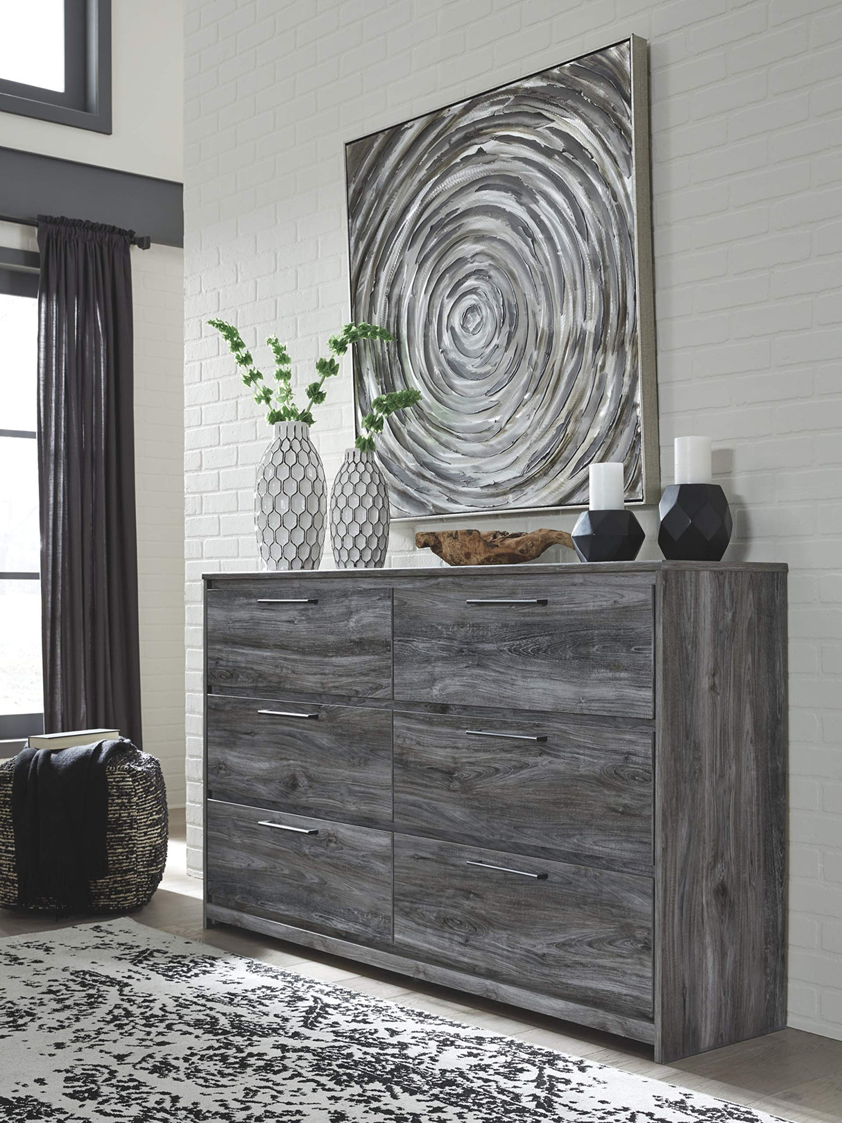 Baystorm Rustic Coastal 6 Drawer Dresser, Smoky Gray