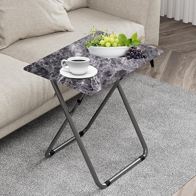 VersaMarble Multi-Color Folding Tray Table - Portable Snack & TV Table