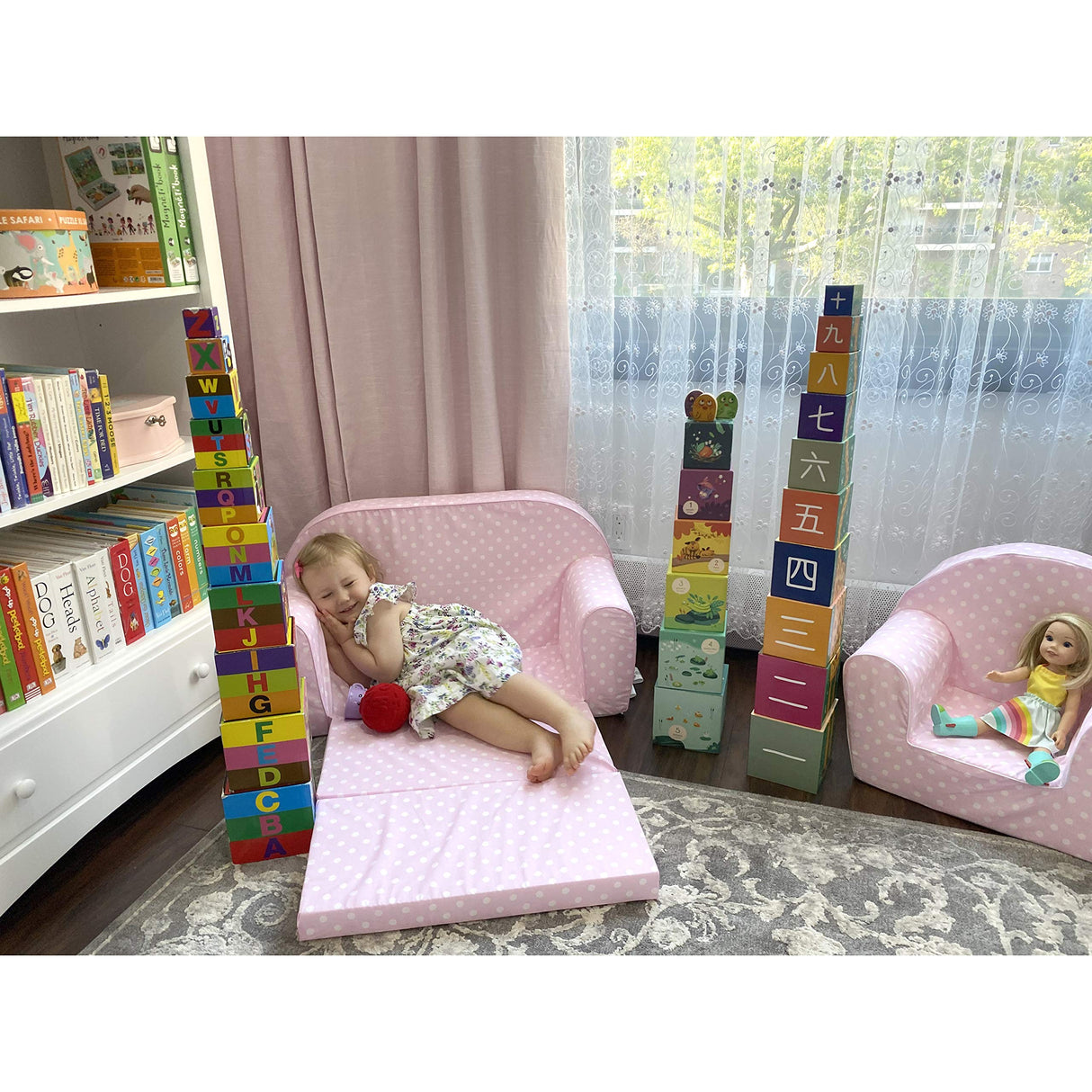 Couch & Kids Sofa - European Made Children's 2 in 1 Flip Open Foam Double Sofa - Kids