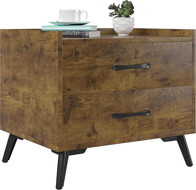 Nightstand with 2 Drawers: White Besides