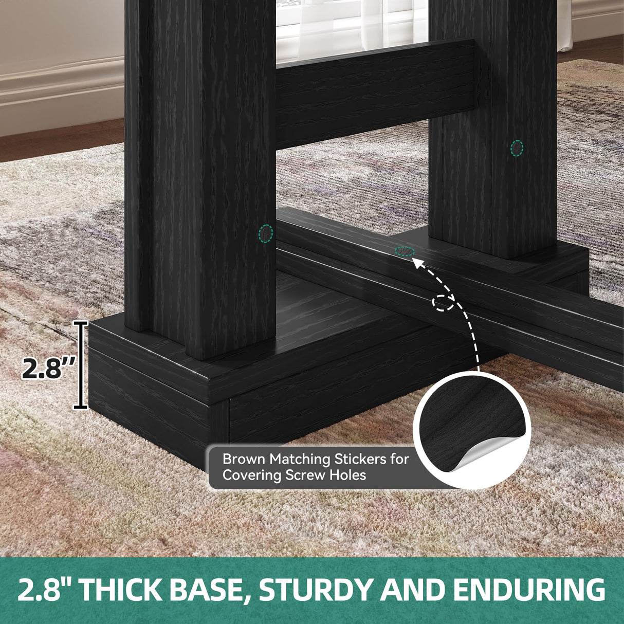 70" Farmhouse Dining Table for 6-10 People
