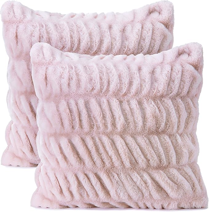 Premium Ruched Throw Pillow Covers - Plush, Faux Fur Pillow Covers - Great