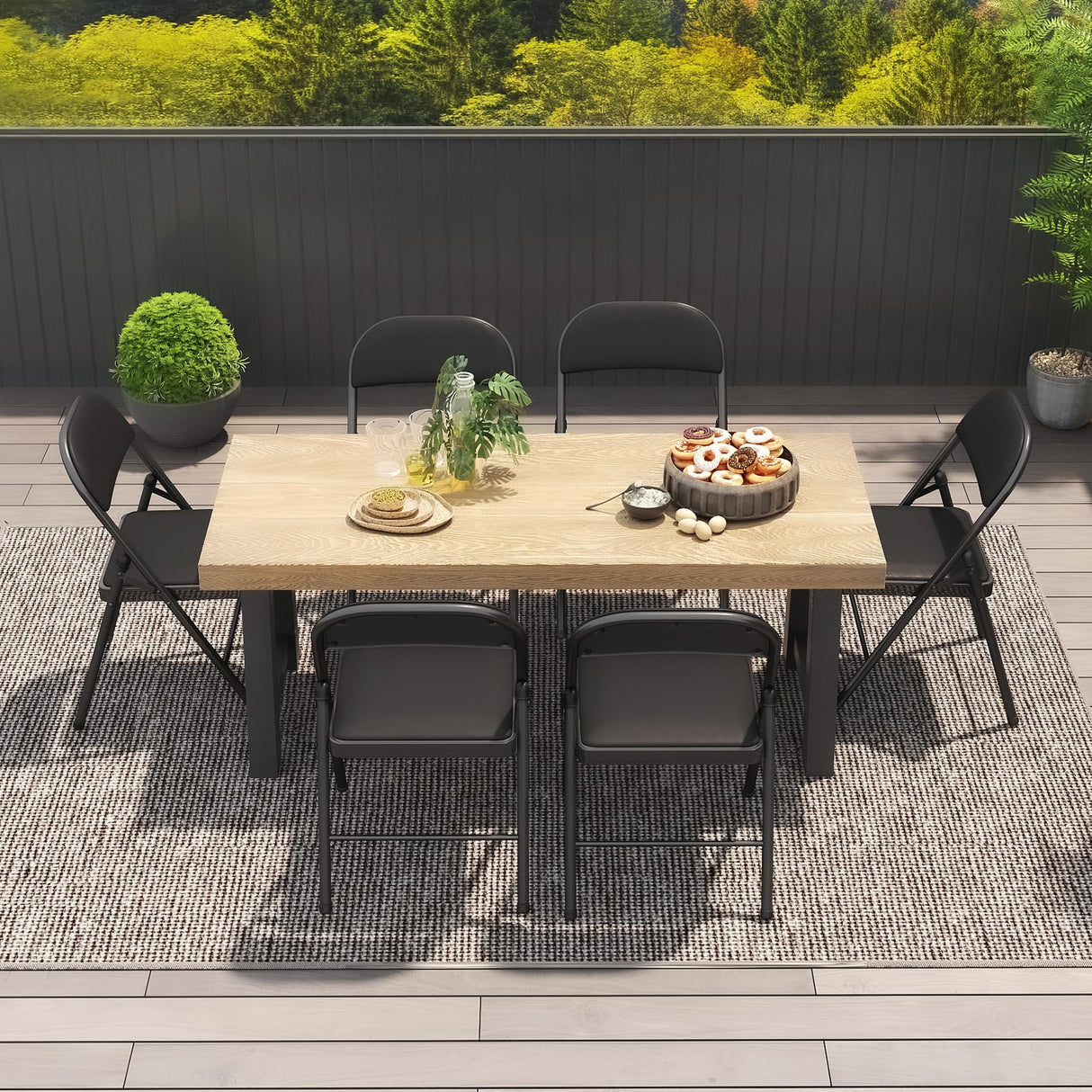 Folding Chair 6 Pack, Comfortable and Space, Folding Chairs with Leather - like Cushion