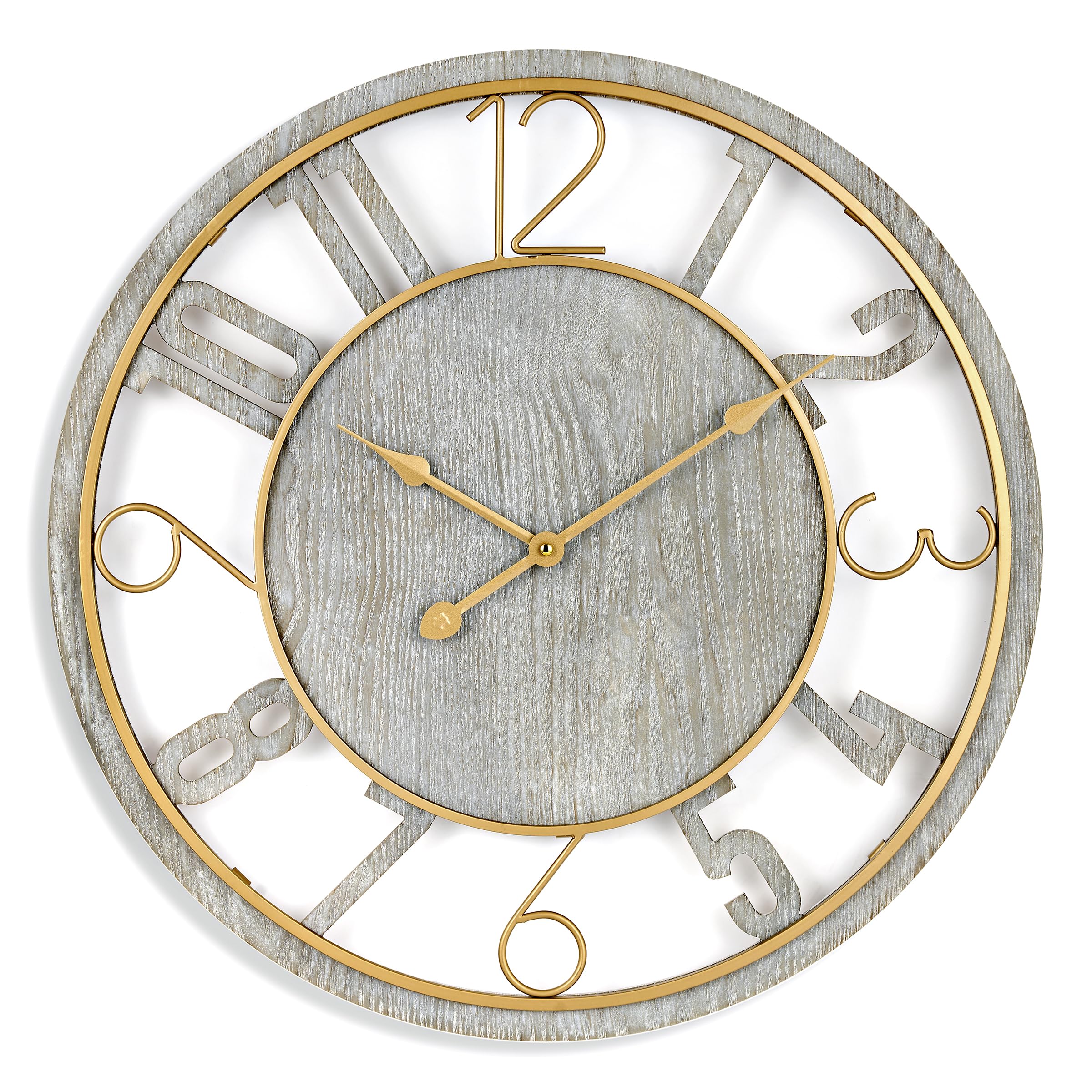 Wooden Modern Wall Clock - Large Wall Clock for Living Room Decor - 24-Inch Big Wall Clock Decorative,