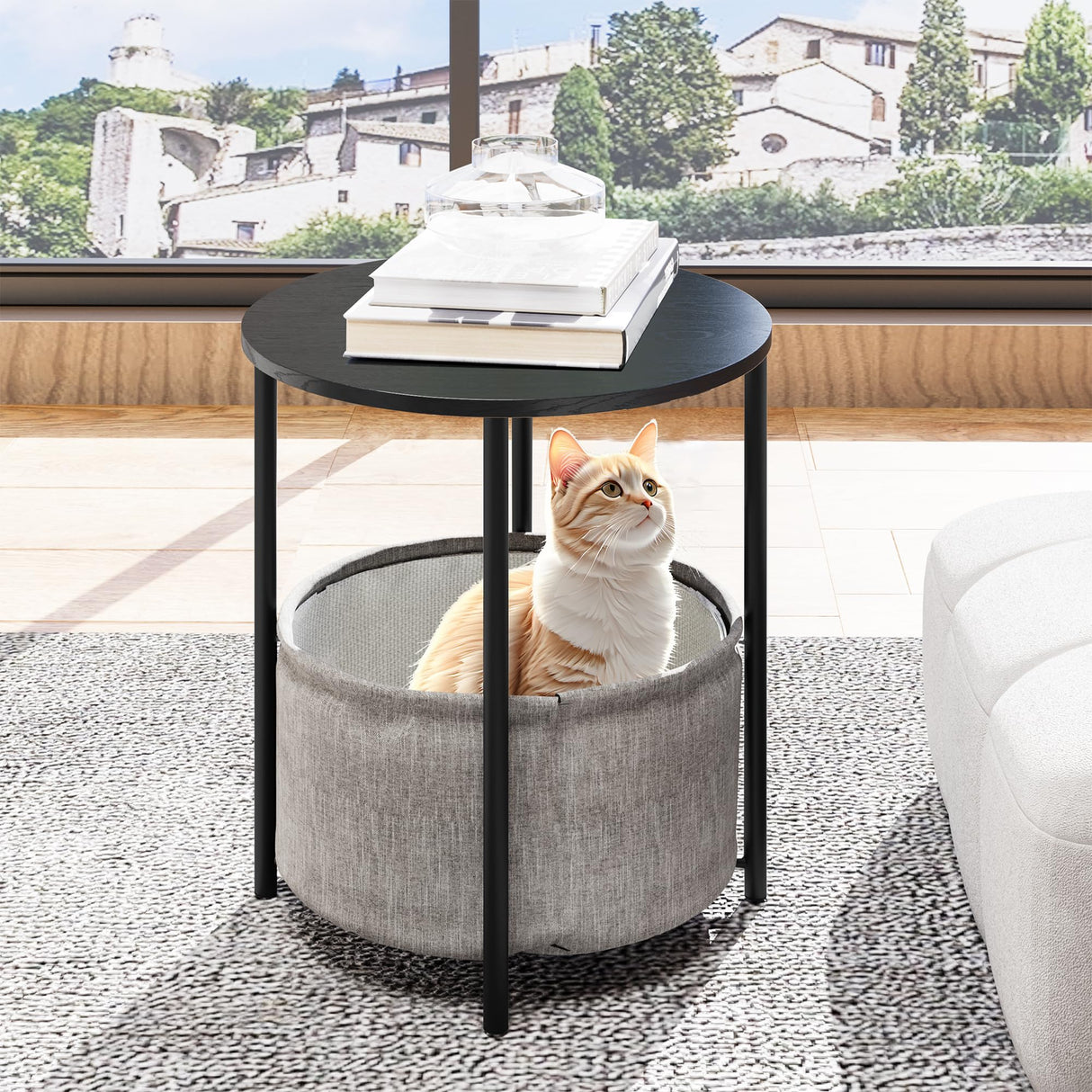 Coffee Table with Storage, Round Center Table for Living Room, Bedroom