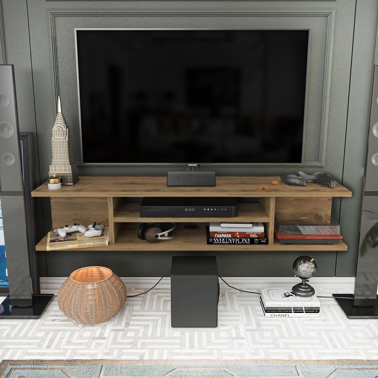 Pivot 47'' Modern Floating TV Stand Shelf Media Console Floating Entertainment