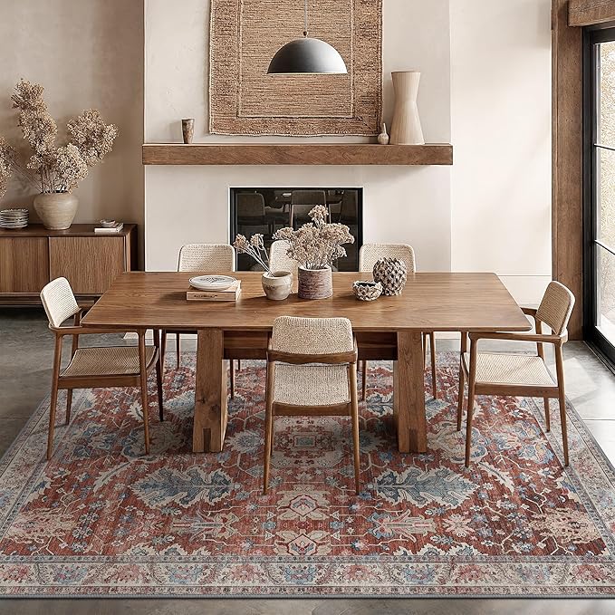 8x10 Area Rugs for Living Room, Machine Washable Rug Lightweight Low Pile