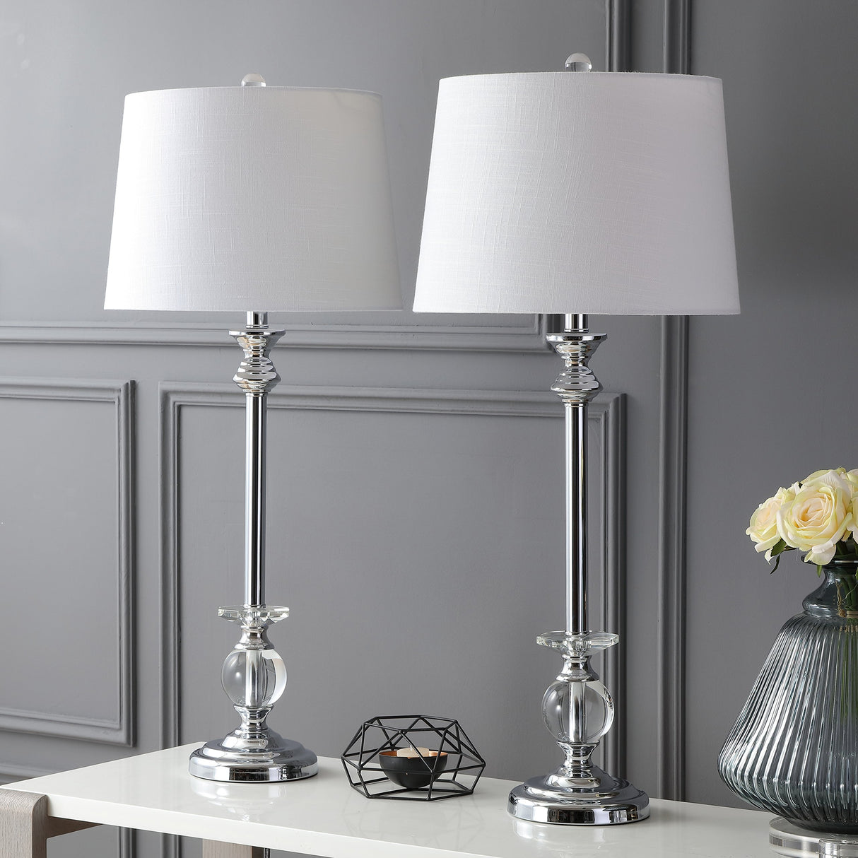 Set of 2 Table Lamps Elizabeth 33" Crystal/Metal LED Table Lamp