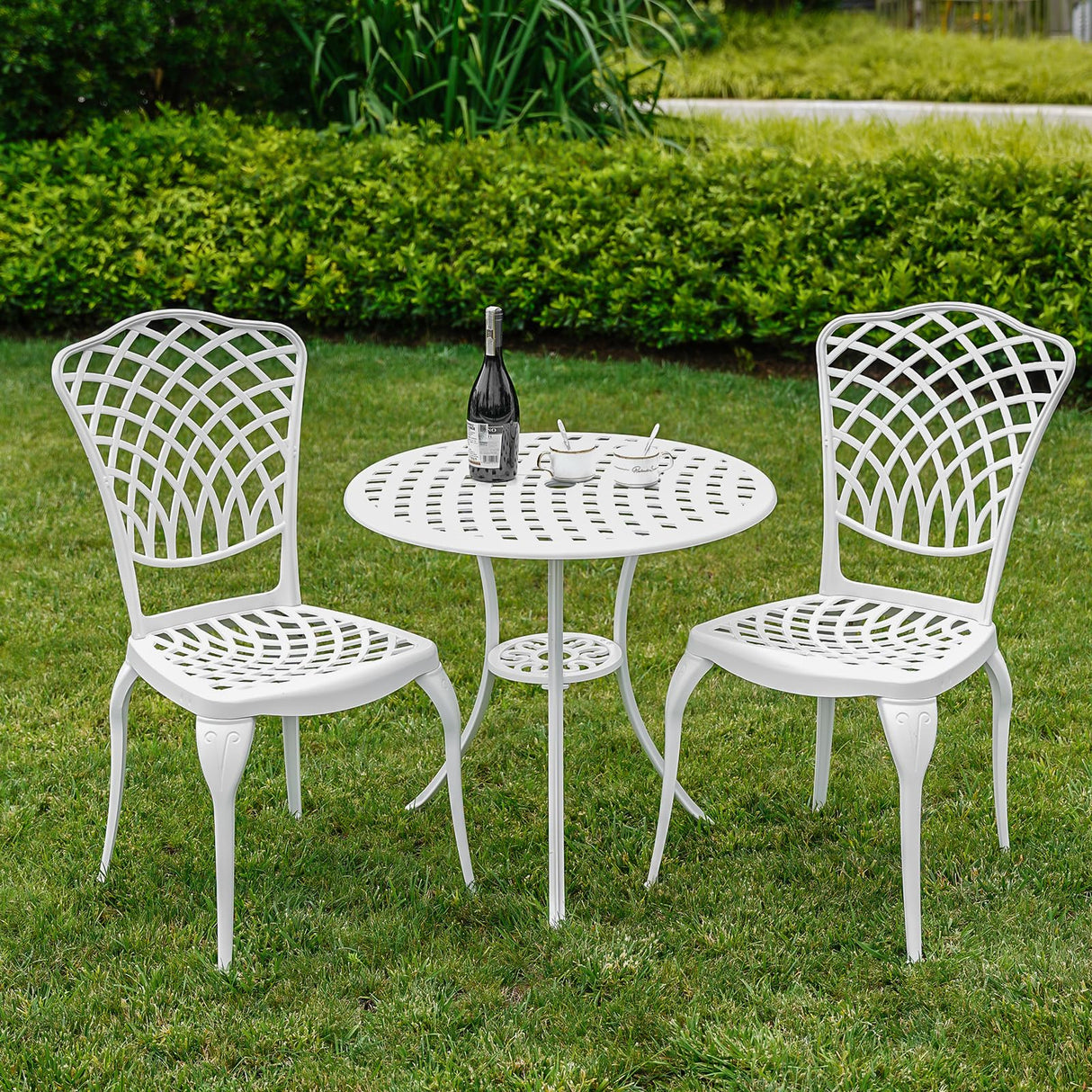 3 Piece Outdoor Bistro Set, Cast Aluminum Outdoor Bistro Table