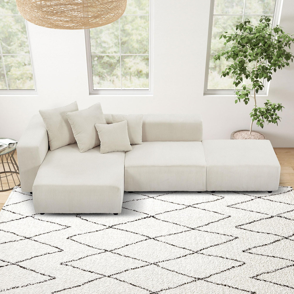 118.1" CurvaForm Modular Sectional Sofa – Modern Minimalist Couch in Beige