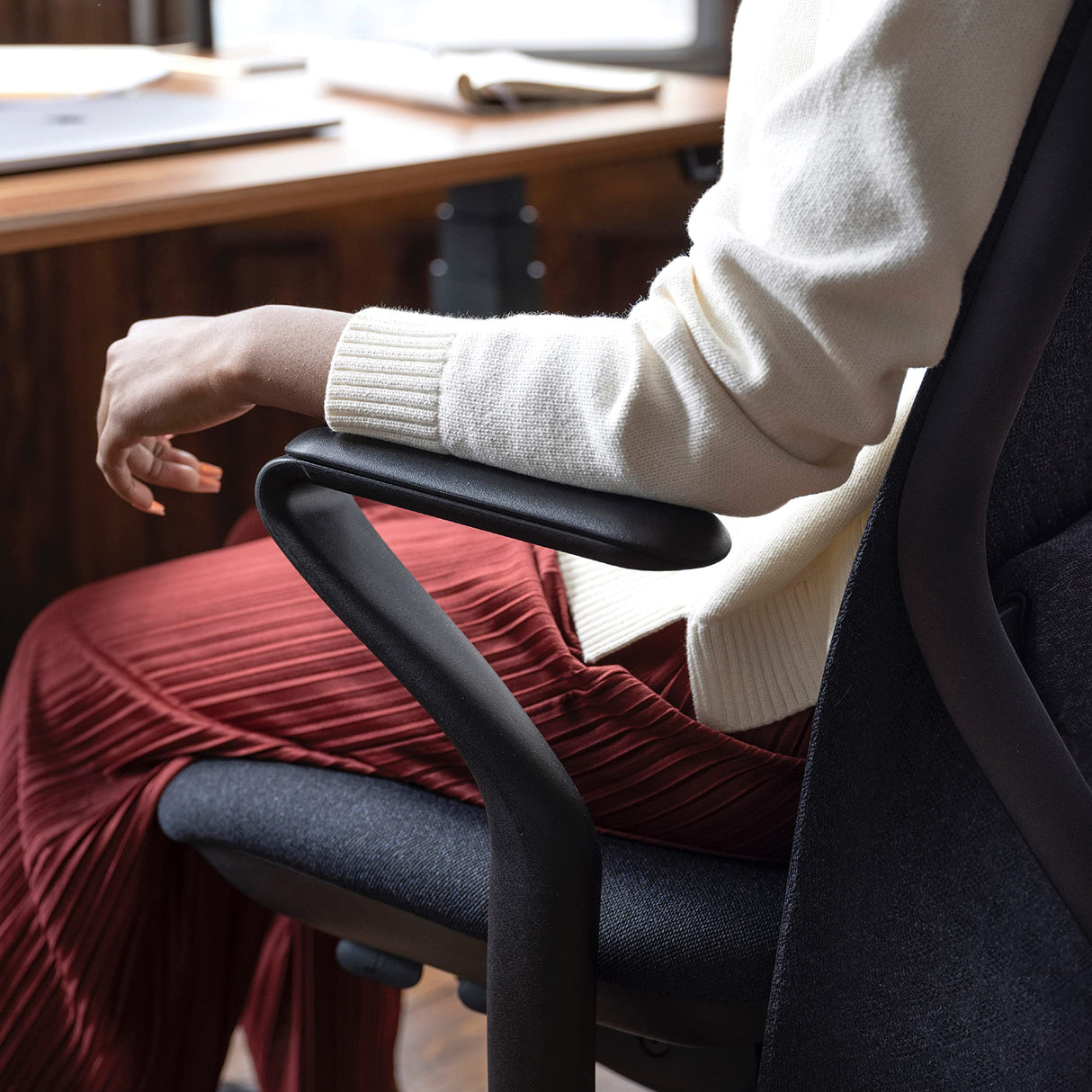 High Performance Executive Office Chair with Contoured Seat Back and Adjustable Lumbar Rest - High Density Foam Cushion with Aluminum Base - Up to 275 lbs - Galaxy