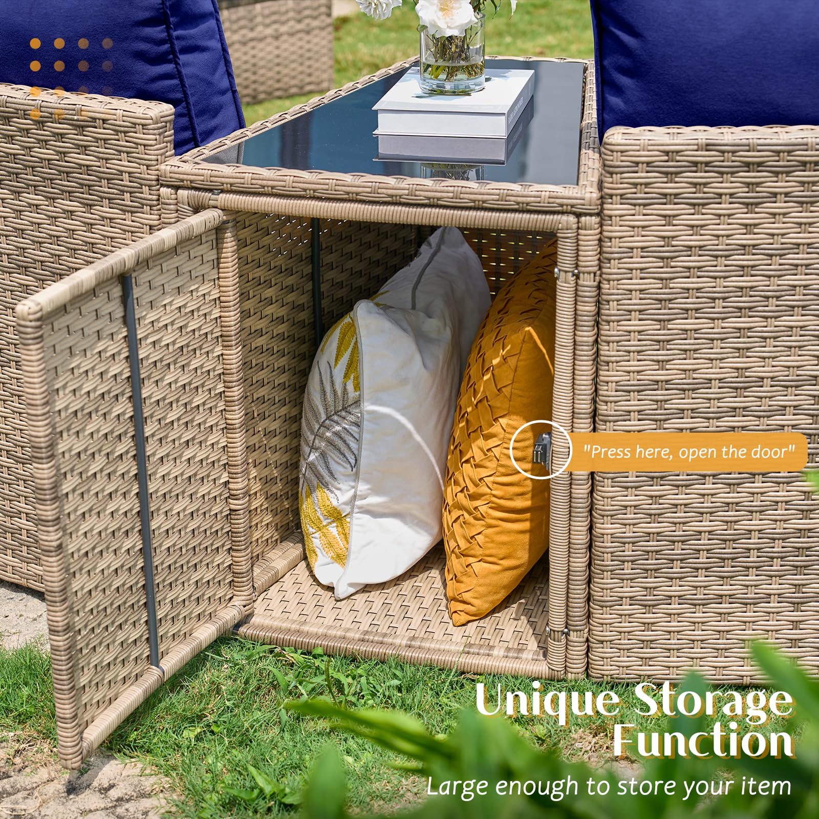 Patio Conversation Set, 11 Piece Half-Moon Sectional Round Patio Furniture Set