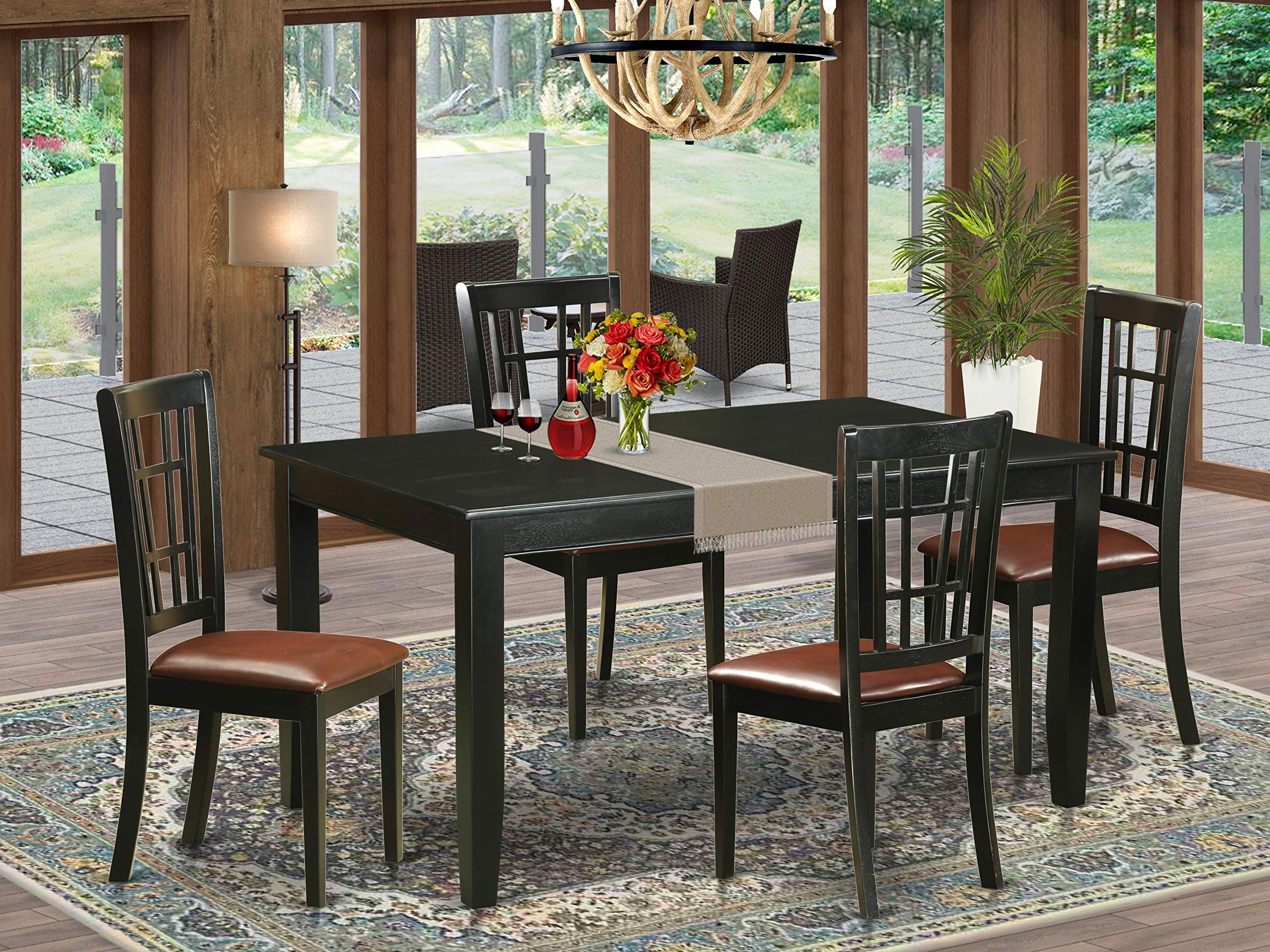 DUNI5-BLK-LC Dudley 5 Piece Dinette Set for 4 Includes a Rectangle Room