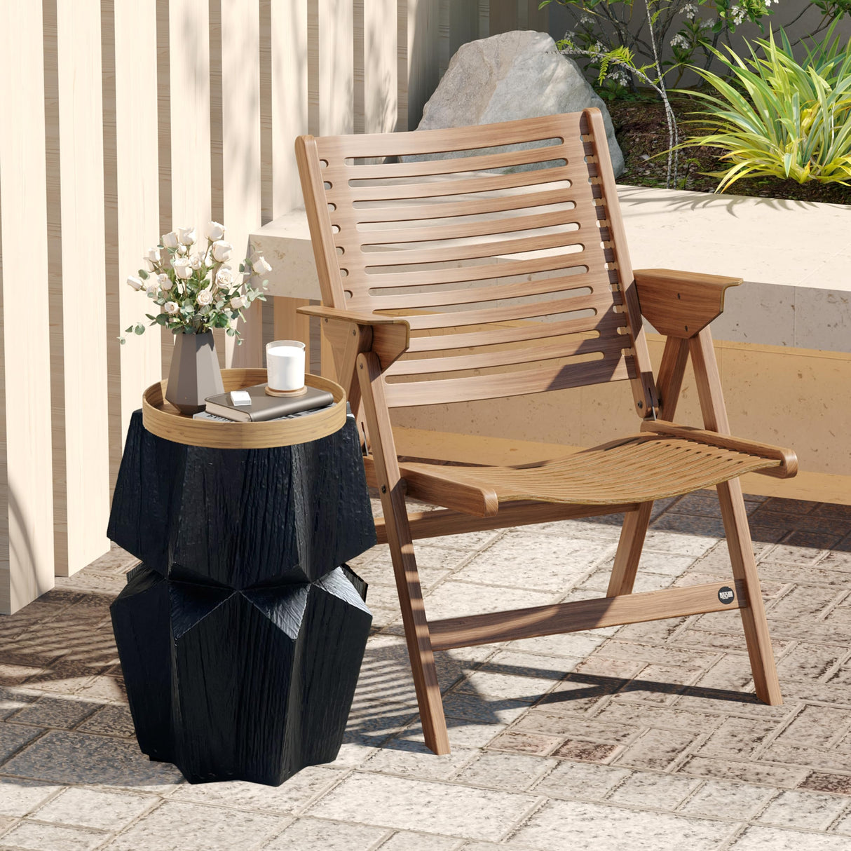 Outdoor Side Table, Concrete Accent Table fo Patio, Garden, Living Room