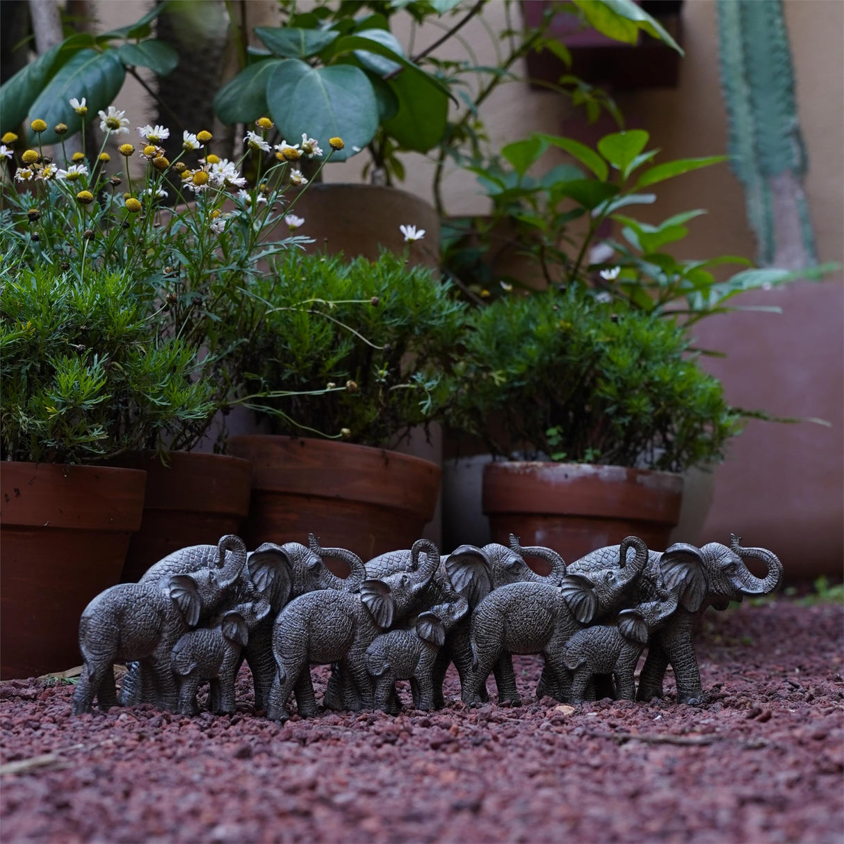 Adorn Your Space with Charm: Resin Elephant Family Decor Sculpture, Perfect Addition