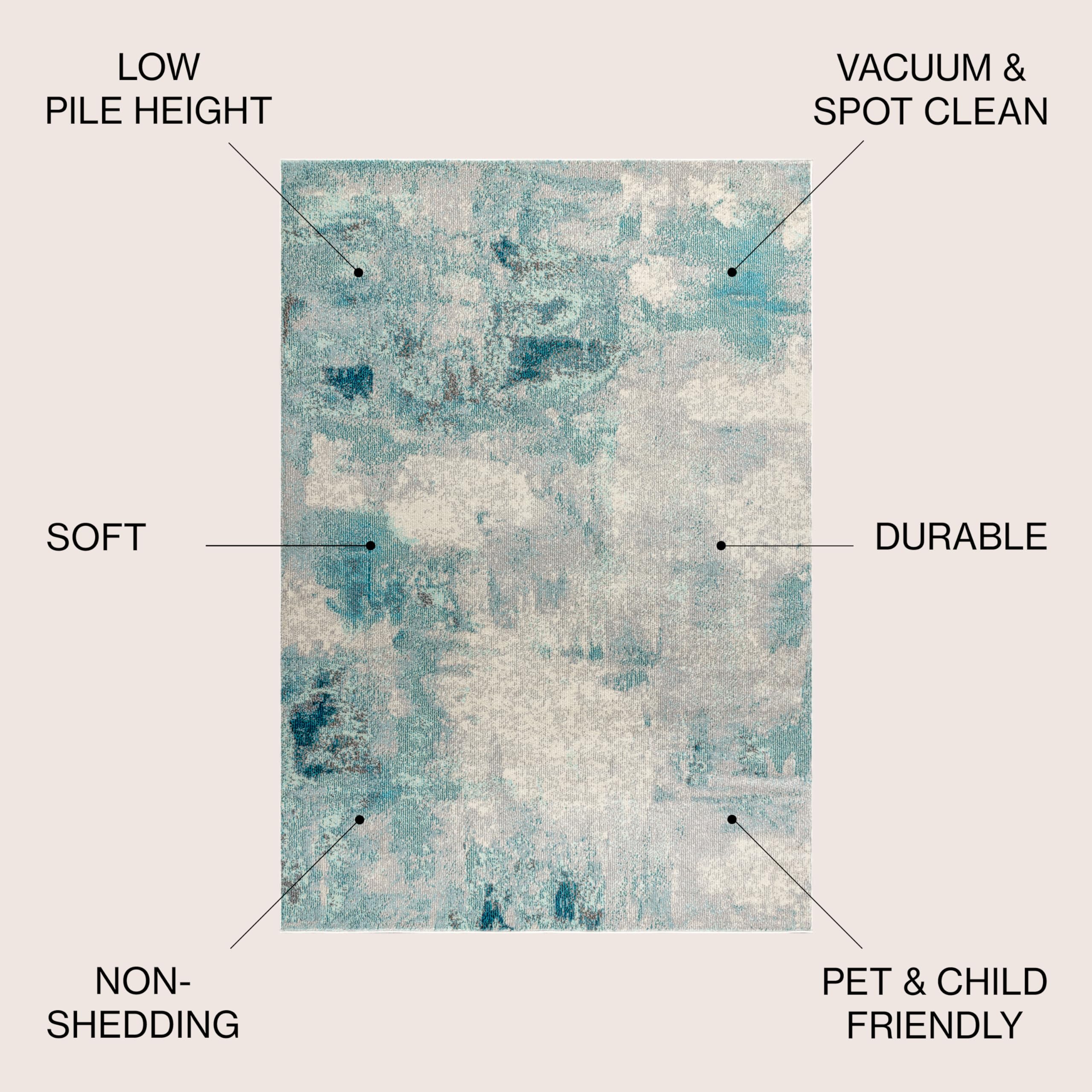 JONATHAN Y CTP104A-3 Contemporary POP Modern Abstract Vintage Indoor Area -rug, Transitional, Bohemian Easy -cleaning,Bedroom,Kitchen,Living Room,Non Shedding, Cream/Blue, 3 X 5