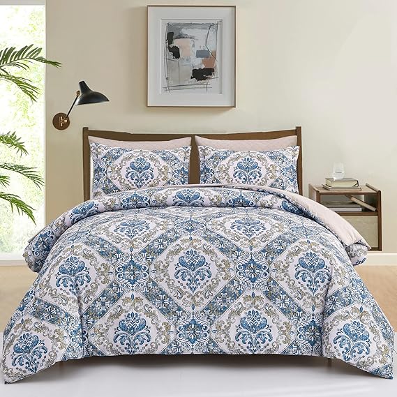 Paisley Comforter Set, 7-Piece Queen Bedding, Soft Microfiber
