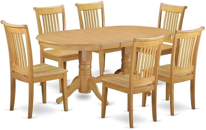 VAPO9-OAK-C 9 Piece Dining Table Set Includes an Oval Wooden Table with Butterfly Leaf