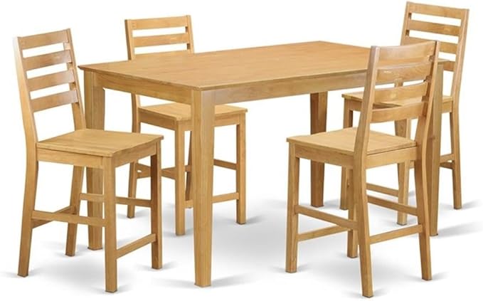 CACF7H-OAK-C 7 Piece Kitchen Counter Set Consist of a Rectangle Dining Table and 6