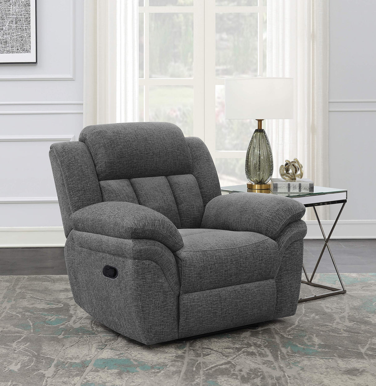 Coaster Furniture Bahrain Upholstered Charcoal Glider Recliner 609543
