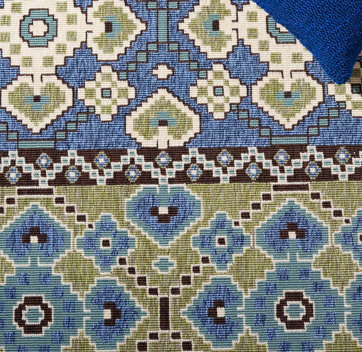 Veranda Collection Area Rug - 8' x 11', Green & Blue, Boho Design, Non-Shedding