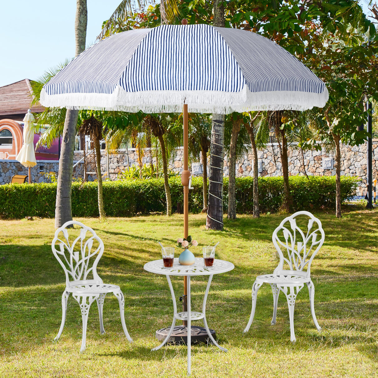 9ft Patio Umbrella with Tassels, Fringe Portable Beach Umbrella, Umbrella Outdoor Patio