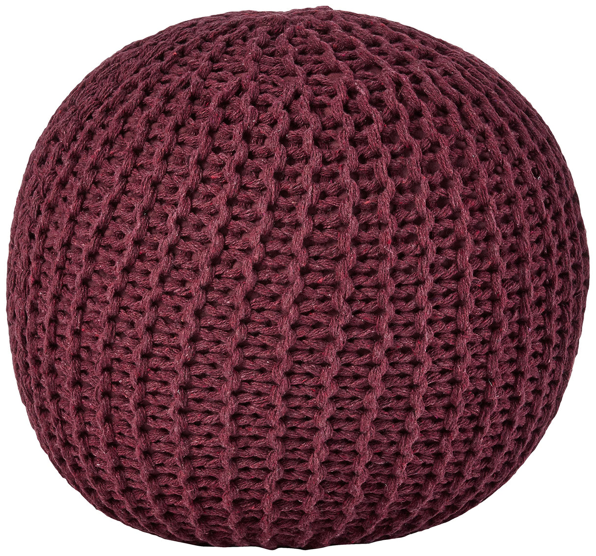 Round Knit Pouf, Wine