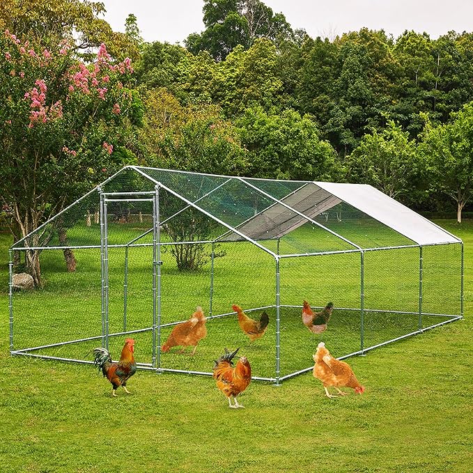 SafeRoost Metal Chicken Coop – Waterproof Outdoor Pen with PVC Mesh