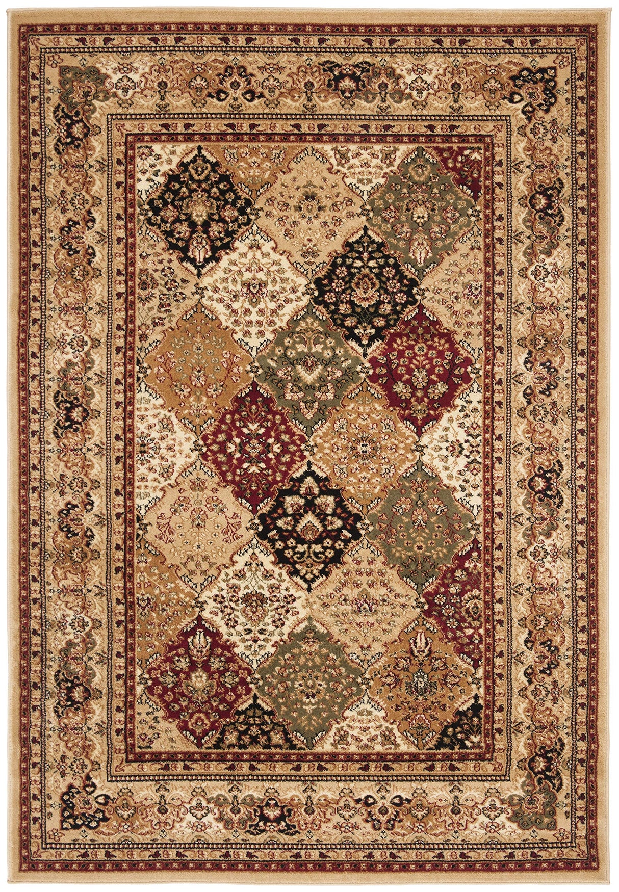Lyndhurst Collection Area Rug - 9' x 12', Multi & Beige, Traditional Oriental Design