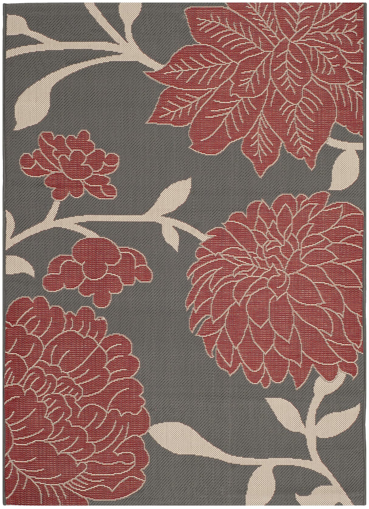 Courtyard Collection 4' x 5'7" Anthracite / Red CY7321 Indoor/ Outdoor Waterproof Easy