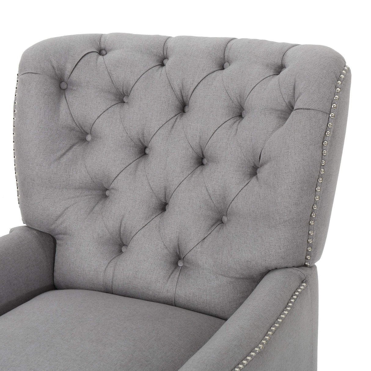 Cerelia Tufted Fabric Recliner, Light Grey / Dark Brown