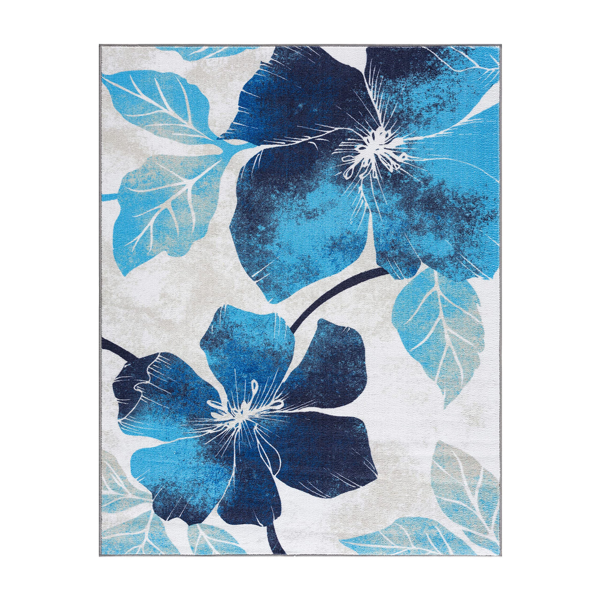 Solana Modern Floral 7'10" x 10'3" Area Rugs Non-Skid (Non-Slip) Rubber Backing Blue