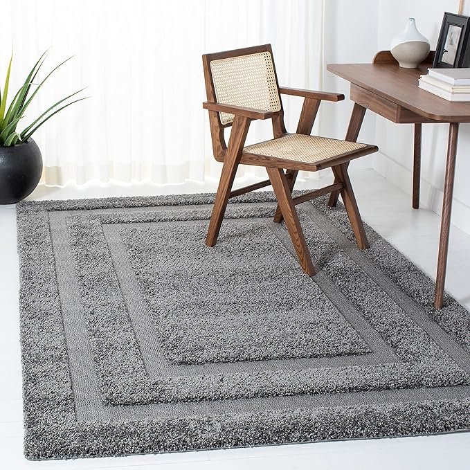 Florida Shag Collection Accent Rug - 2' x 3', Cream & Cream, Border Design