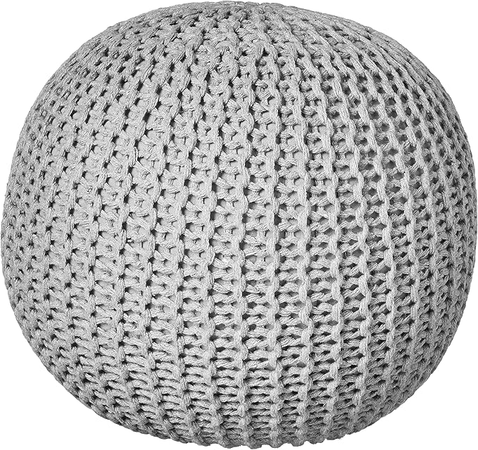 Round Knit Pouf, Wine