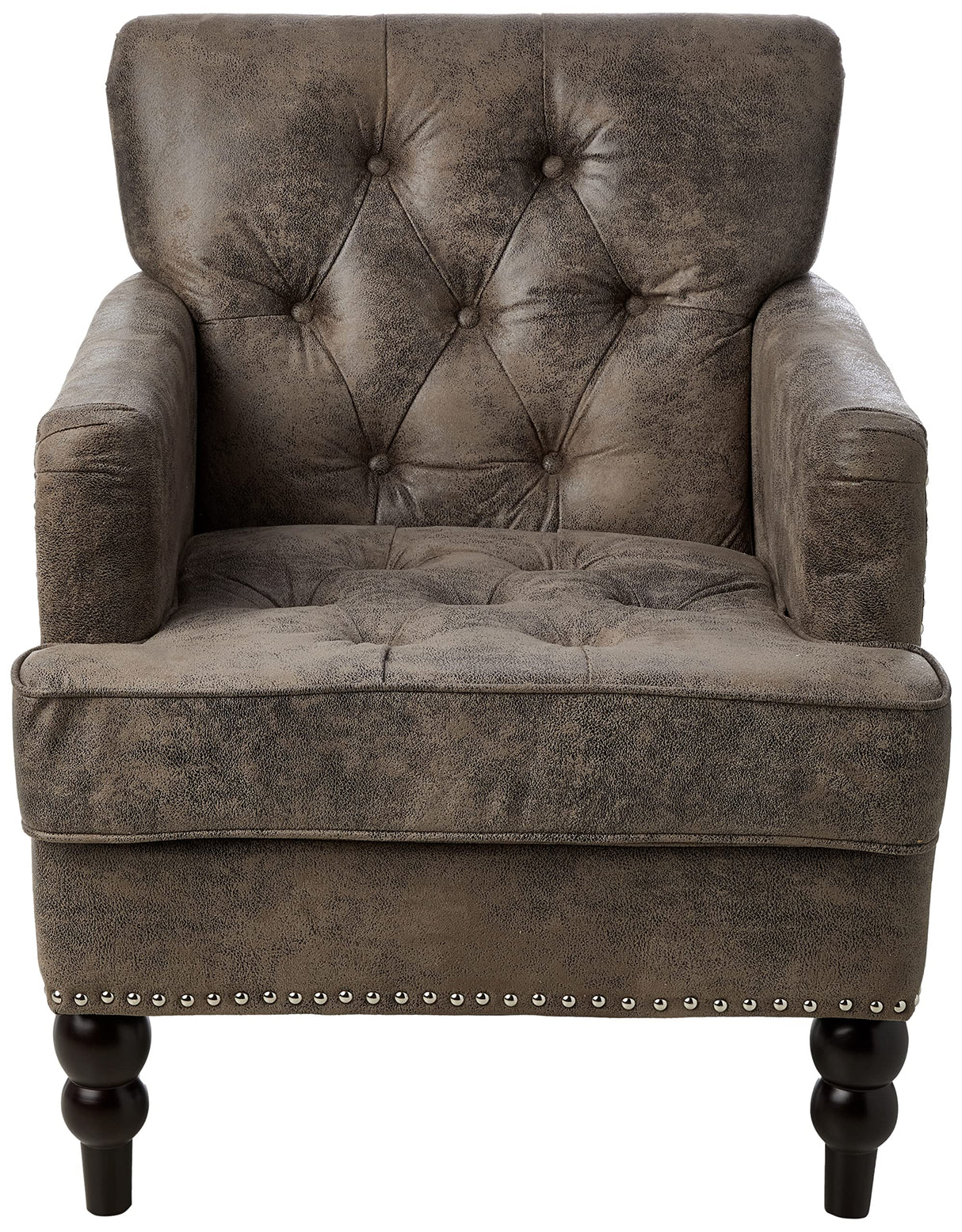 Knight Home GDFStudio Medford Brown Tufted Club Chair, Fabric Accent Chair