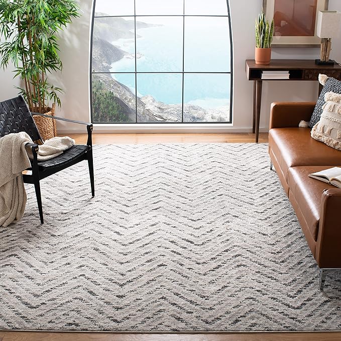 Adirondack Collection Area Rug - 9' x 12', Ivory & Dark Green, Transitional Design
