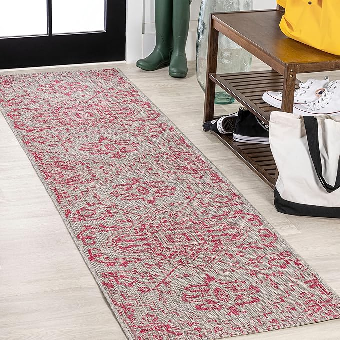 SMB105B-28 Estrella Bohemian Medallion Textured Weave Indoor Outdoor Area Rug