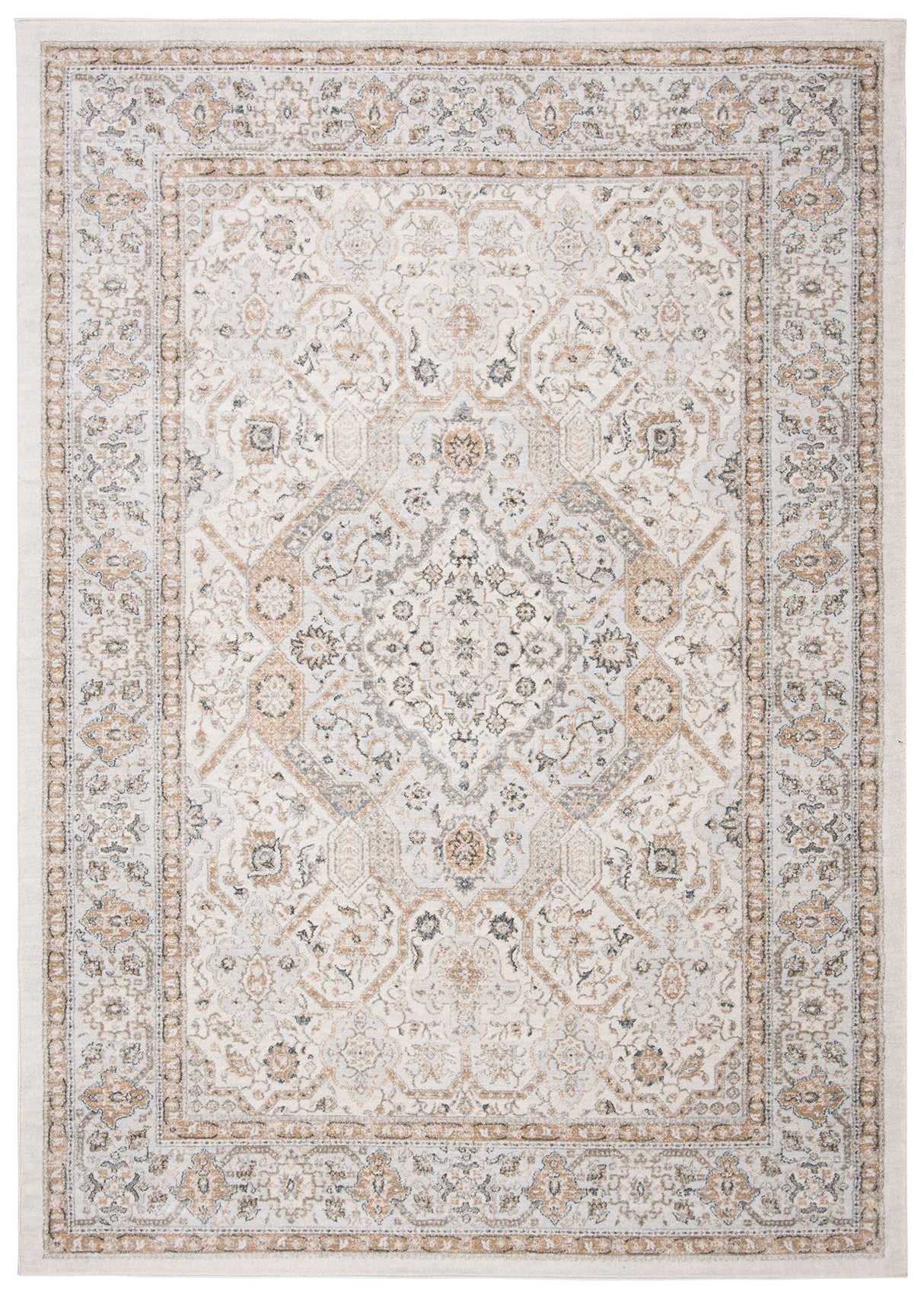 SAFAVIEH Isabella Collection Area Rug - 8' x 10', Cream & Beige, Oriental Design, Non-Shedding & Easy Care, Ideal for High Traffic Areas in Living Room, Bedroom (ISA916B)