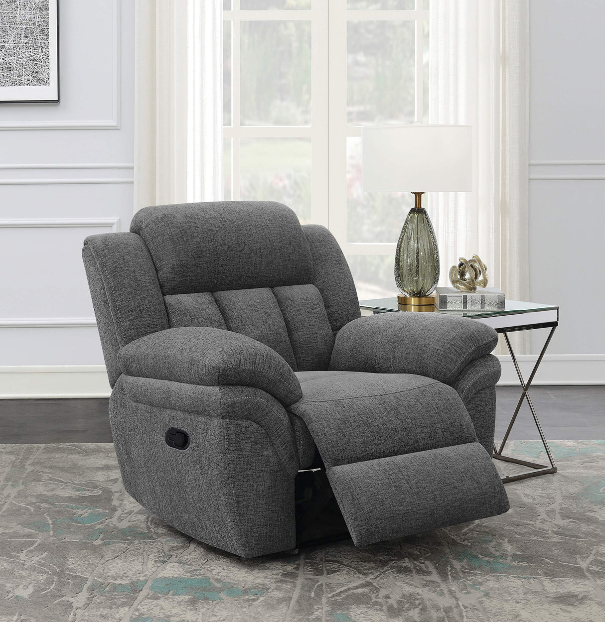 Coaster Furniture Bahrain Upholstered Charcoal Glider Recliner 609543