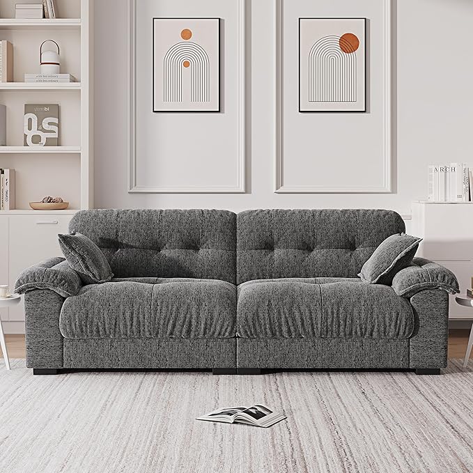 89" Extra Deep Chenille Loveseat Couch with Removable Covers