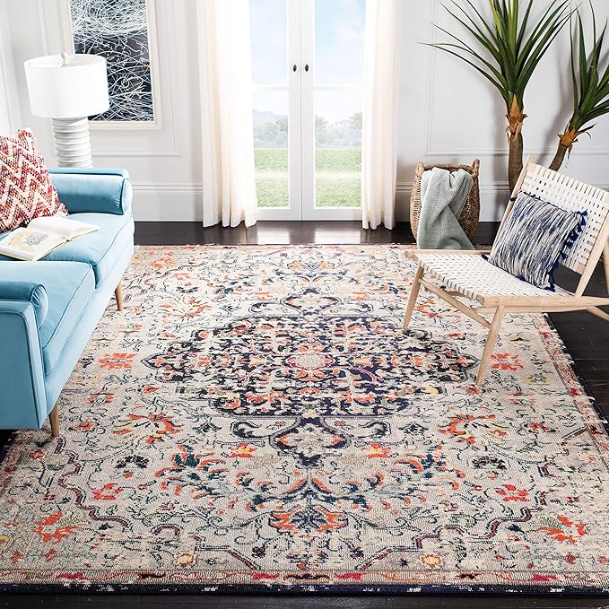 Madison Collection Area Rug - 8' x 10', Navy & Light Blue