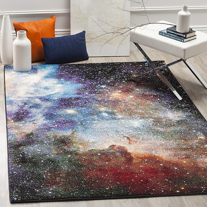 Galaxy Collection 4' x 6' Orange / Multi GAL109D Abstract Non-Shedding
