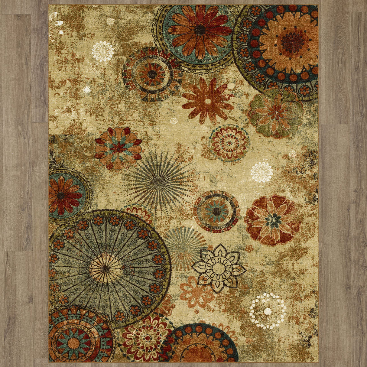 Caravan Ornamental Floral Medallion 7' 6" x 10' Area Rug - Orange - Perfect for Living Room